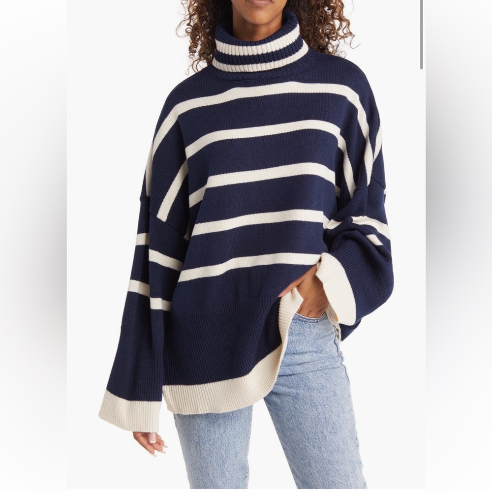TopShop oversized Turtleneck Sweater - Navy